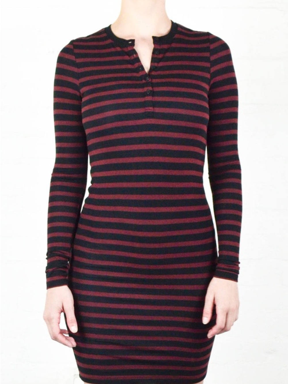 ATM Anthony Thomas Melillo Rust Striped Henley Dress